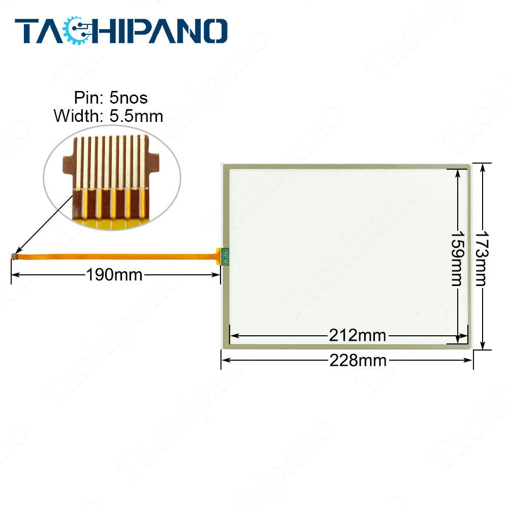 new Touch Screen for AB 2711P-T10C22D9P Touch Panel Glass 5pin with Protective Film - KOEED