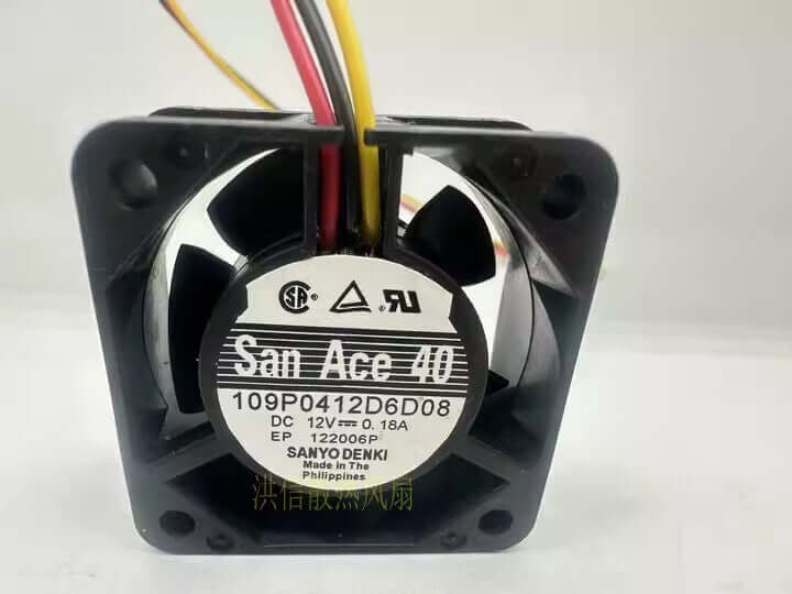 Sanyo 109P0412D6D08 4020 DC12V 0.18A 4CM 3-Wire Cooling Fan