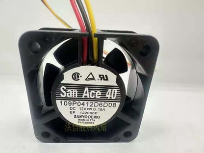 Sanyo 109P0412D6D08 4020 DC12V 0.18A 4CM 3-Wire Cooling Fan