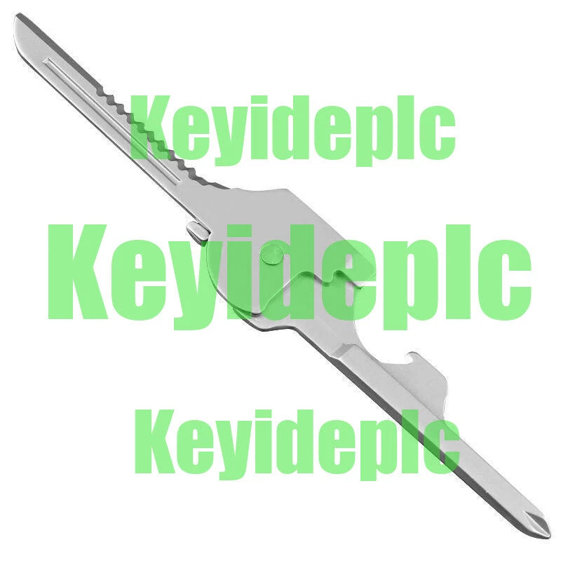 1Pcs 6-in-1 Utili Key Tool Keyring Keychain Multifunction Stainless Steel