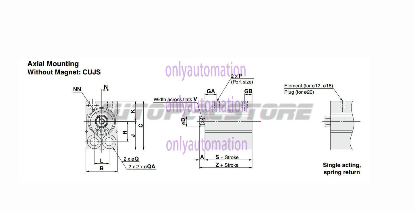1PCS SMC CUJS12-5 Air Cylinder Without Auto Switch For Axial Mounting ~