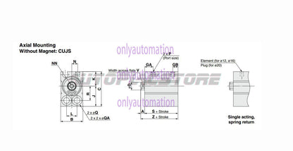 1PCS SMC CUJS12-5 Air Cylinder Without Auto Switch For Axial Mounting ~