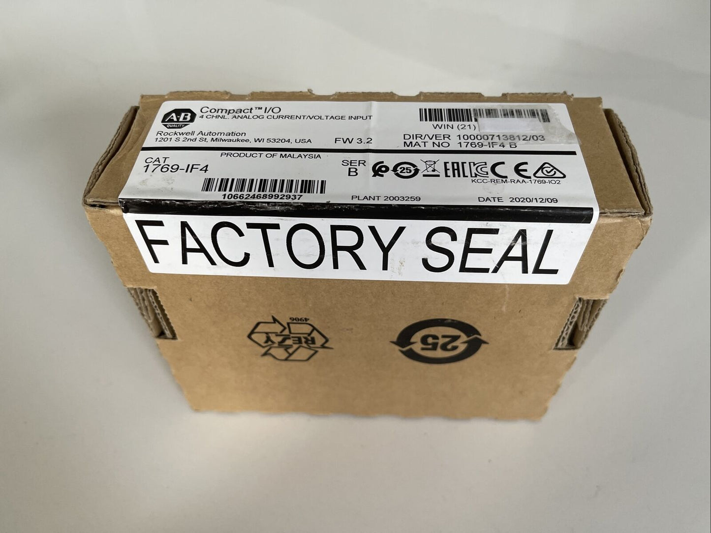 Sealed Allen-Bradley 1769-IF4 SHIP seal part 1769-IF4 sealed - ALLEN-BRADLEY