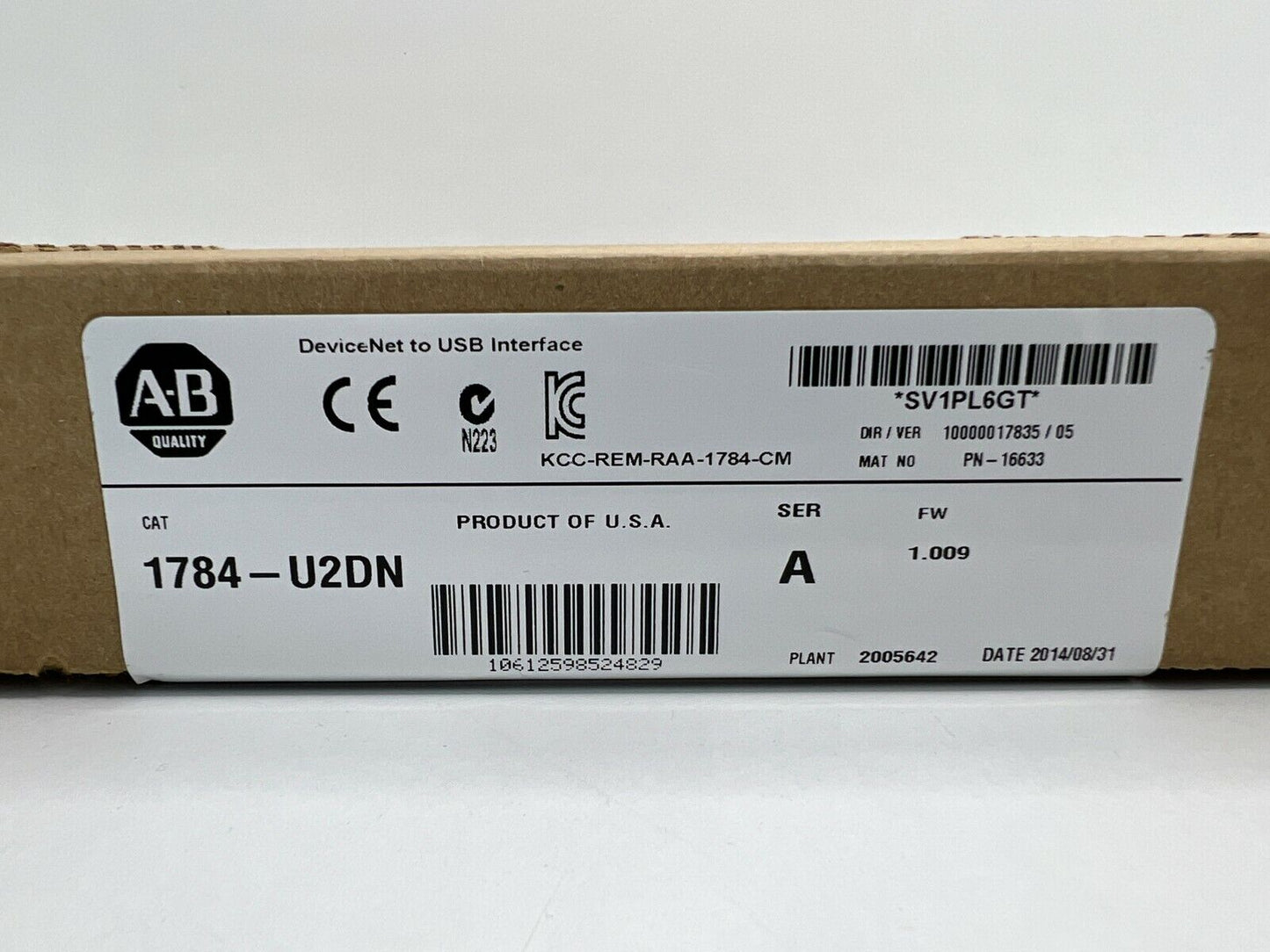 Surplus Sealed AB 1784-U2DN USB-to-DeviceNet Adapter, 2ft Cable - SURPLUS SEALED