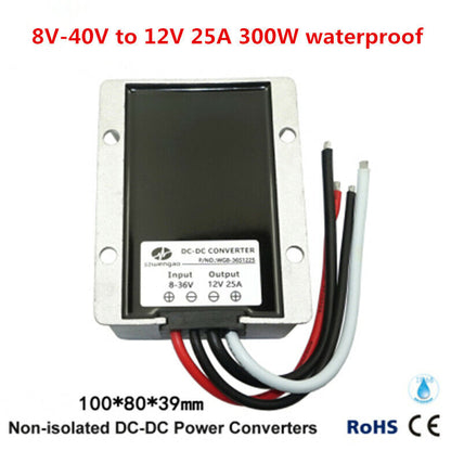 new 8V-40V to 12V 25A 300W Car regulated power supply module 12V to 12V Waterproof - POWERPRO