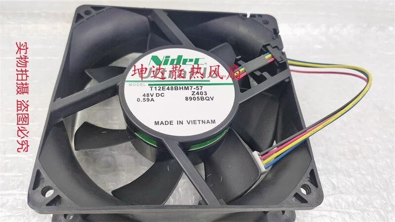 NIDEC T12E48BHM7-57 DC48V 0.59A 12CM 4-Pin High Airflow Inverter Cooling Fan