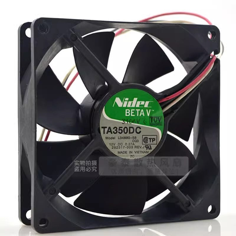 NIDEC L34880-58 9025 DC12V 0.27A 9CM 3-Wire Silent Mute Fan