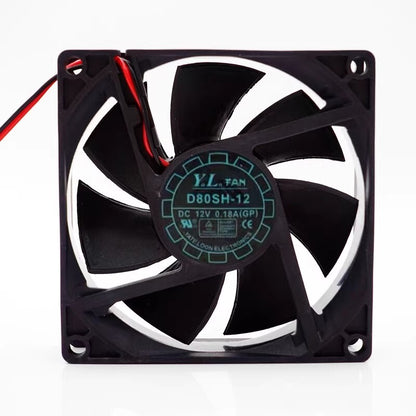 1PCS D80SH-12 8025 DC12V 0.18A 8CM 2-wire silent cooling fan