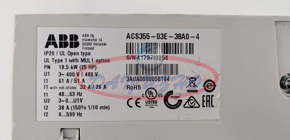 Used ABB ONE Inverter ACS355-03E-38A0-4 18.5KW 380V - ABB