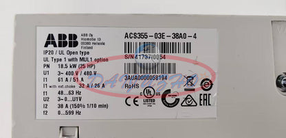 Used ABB ONE Inverter ACS355-03E-38A0-4 18.5KW 380V - ABB