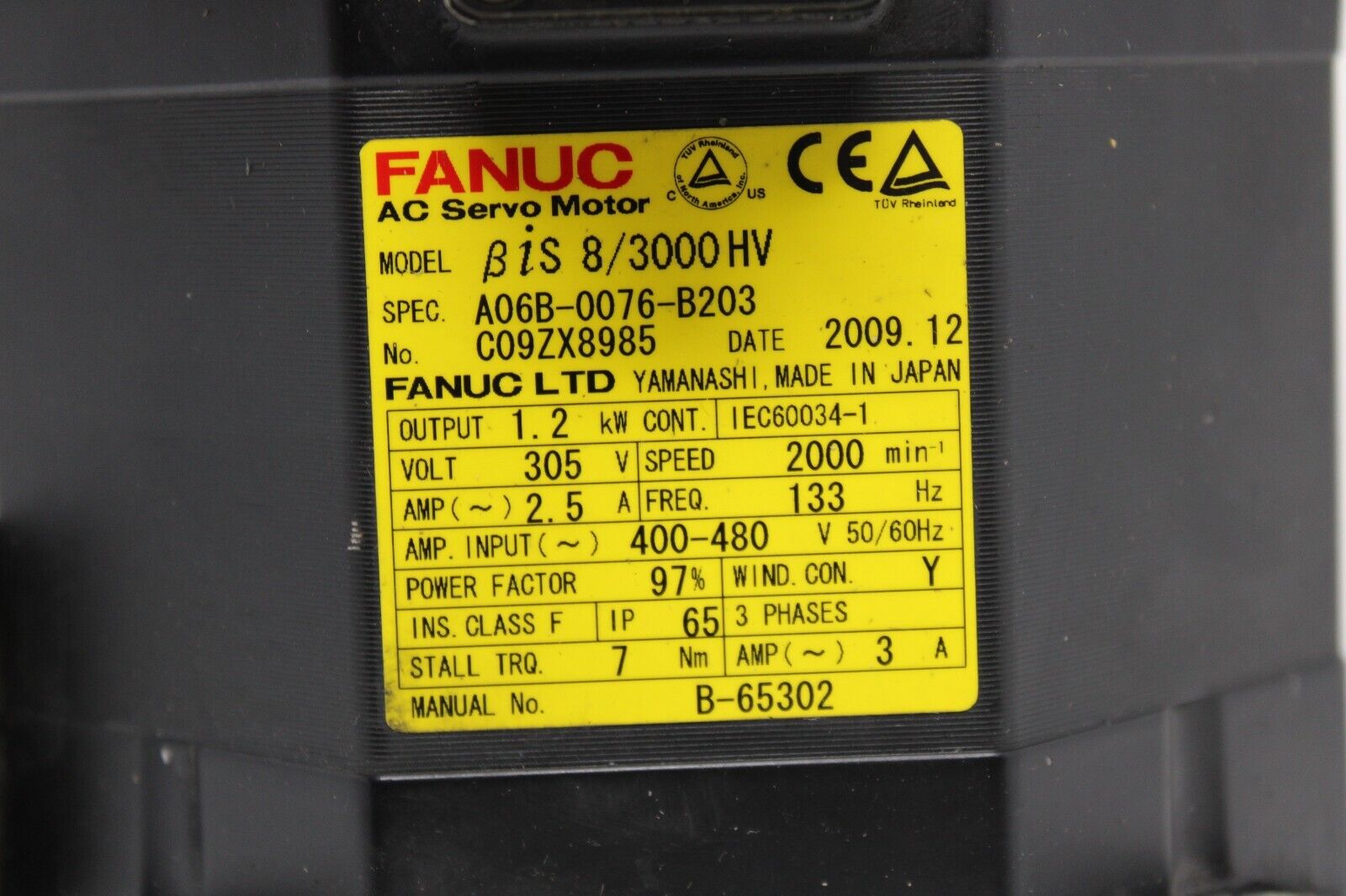used Fanuc A06B-0076-B203 Servo Motor - FANUC