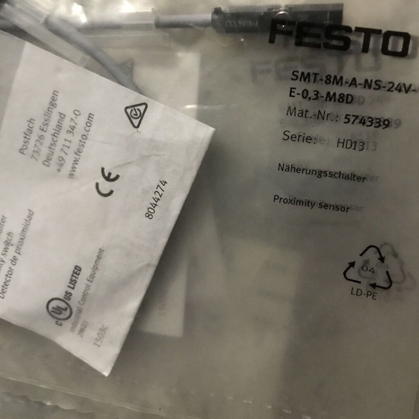 new 1PC Festo Magnetic Switch SMT-8M-A-NS-24V-E-0,3-M8D spot stock - KOEED