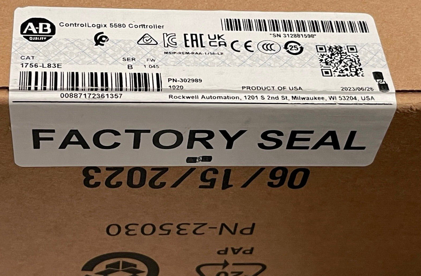 Allen-Bradley 1756-L83E ControlLogix 5580 Controller - ALLEN-BRADLEY