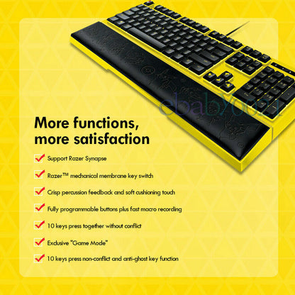 Razer RAZER Pokemon Pikachu wired gaming keyboard 104keys with mechanical keycaps and backlighting - RAZER