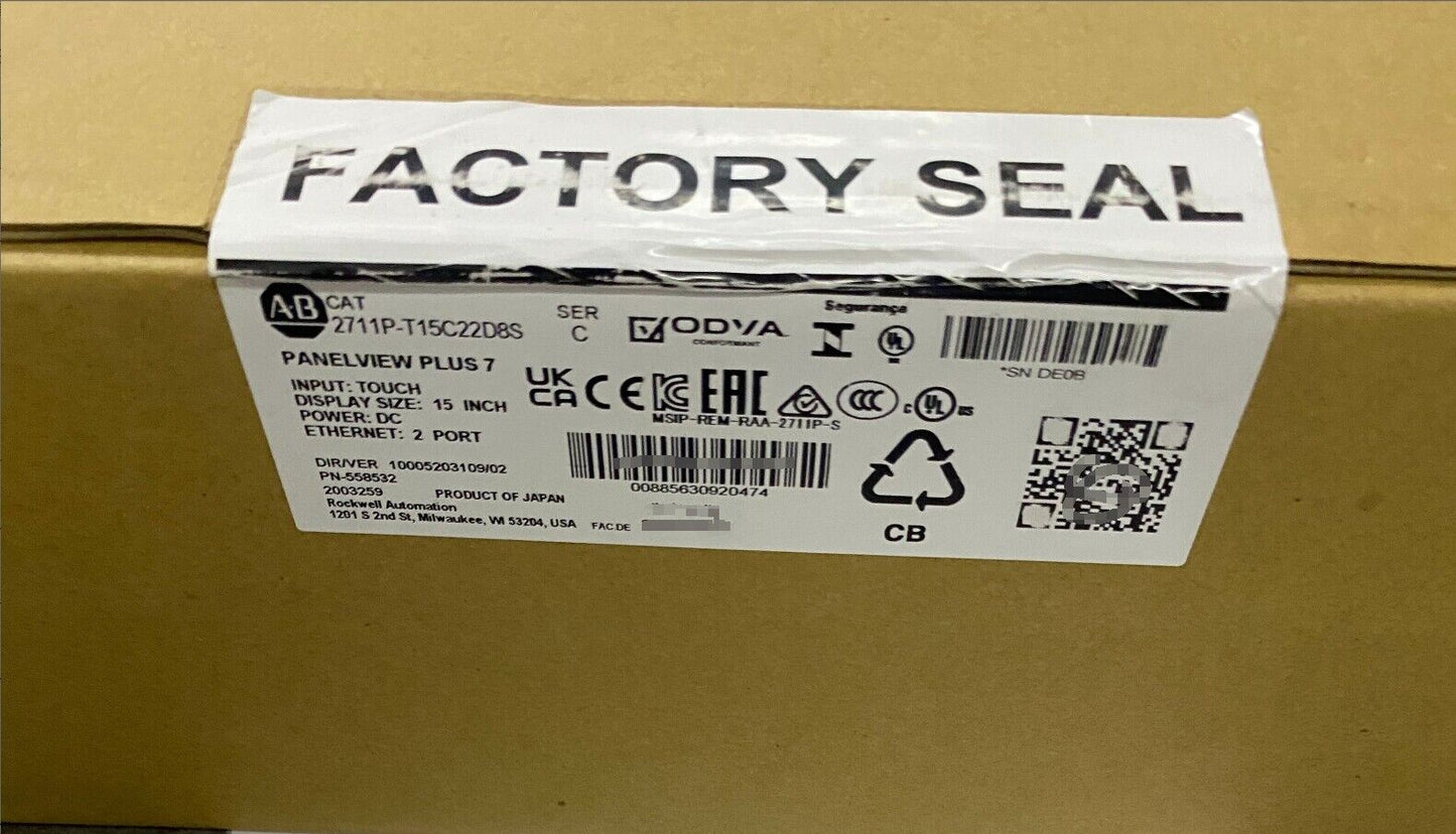 Allen-Bradley 2711P-T15C22D8S HMI Panelview Plus 7 Touchscreen Panel Controller with Allen-Bradley HMI Panelview Plus 7-inch Touchscreen Display and HMI - ALLEN-BRADLEY