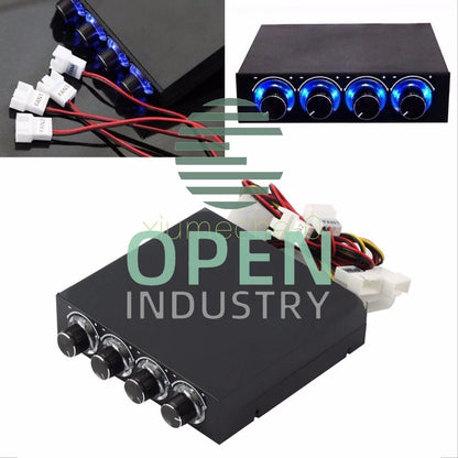 3.5" PC HDD CPU 4 Channel Fan Speed Controller Control Led Cooling Front Panel