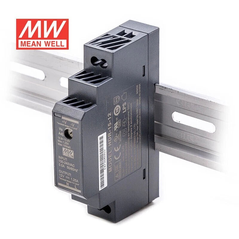 Mean Well HDR-15 Series DIN Rail Power Supply 15W 5V 12V 24V 48V