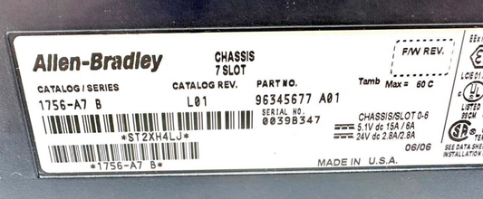 used Allen-Bradley 1756-A7 PLC Chassis - ALLEN-BRADLEY