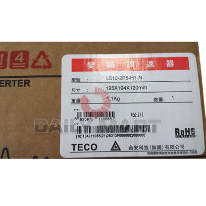 new Teco L510-2P5-H1-N 1 Input 220V Output 3 Ph 0-240V 2.6A 0.4KW 0.5HP Inverter