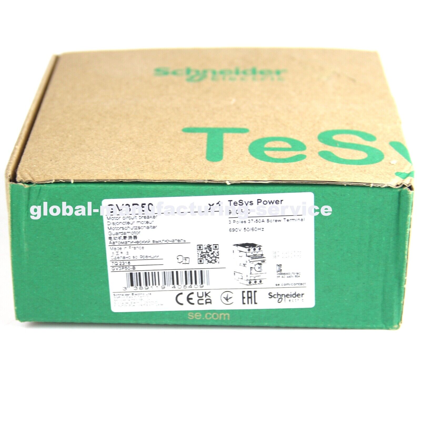 new Schneider Electric GV3P50 TeSys GV3 Circuit Breaker Thermalmagnetic 37-50A