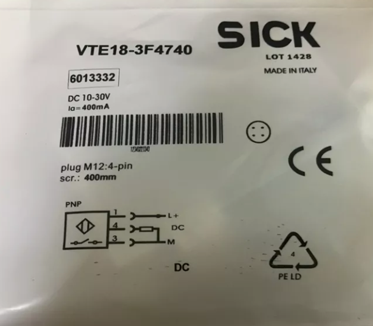 new SICK VTE18-3F4740 Photoelectric Proximity Switch IR - SICK
