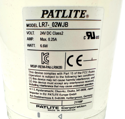 used Patlite LR7-302WJBWRYG Signal Tower - P LITE