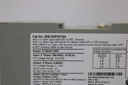 used Allen Bradley 25B-D2P3N104 PowerFlex 525 - ALLEN BRADLEY
