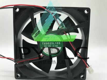 1 PCS Tianxuan Cooling Fan TX9025L18S DC 18V 0.14A 90*90*25mm 2 Pin cooling fan