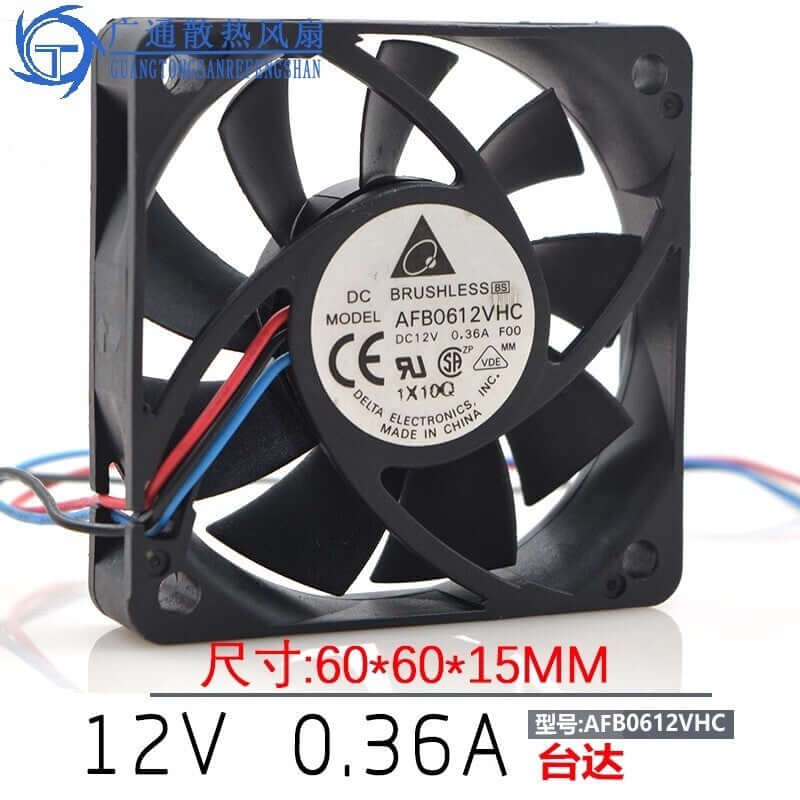 Delta AFB0612VHC 6015 DC12V 0.36A 6CM 3-Wire Cooling Fan