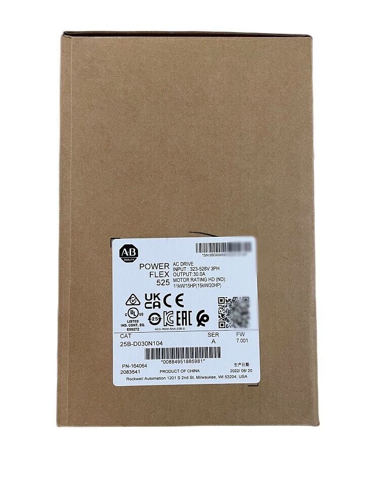 Allen-Bradley 25B-D030N104 PowerFlex 525 15kW 20Hp AC Drive, industrial motor, high efficiency, durable design, 25B D030N104 - ALLEN-BRADLEY