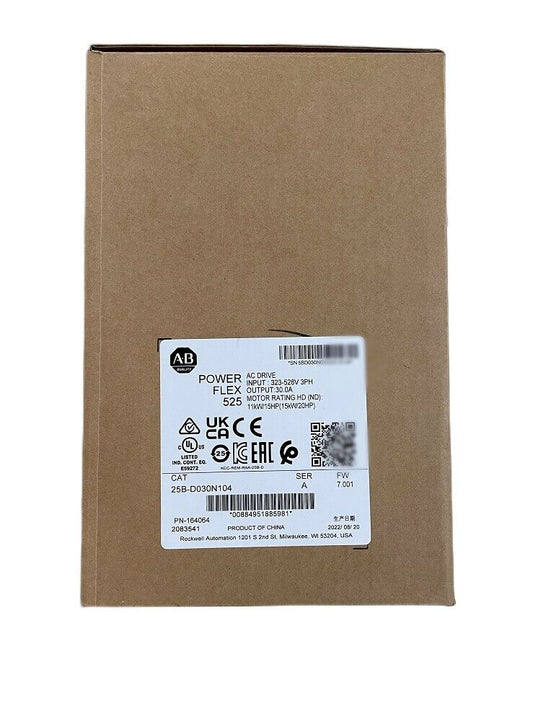 Allen-Bradley 25B-D030N104 PowerFlex 525 15kW 20Hp AC Drive, industrial motor, high efficiency, durable design, 25B D030N104 - ALLEN-BRADLEY