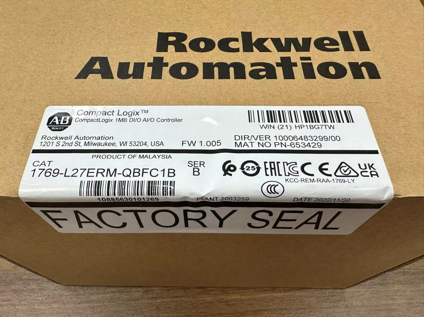 Allen Bradley Series A CompactLogix 5370 Ethernet Controller L27ERM-QBFC1B - ALLEN BRADLEY