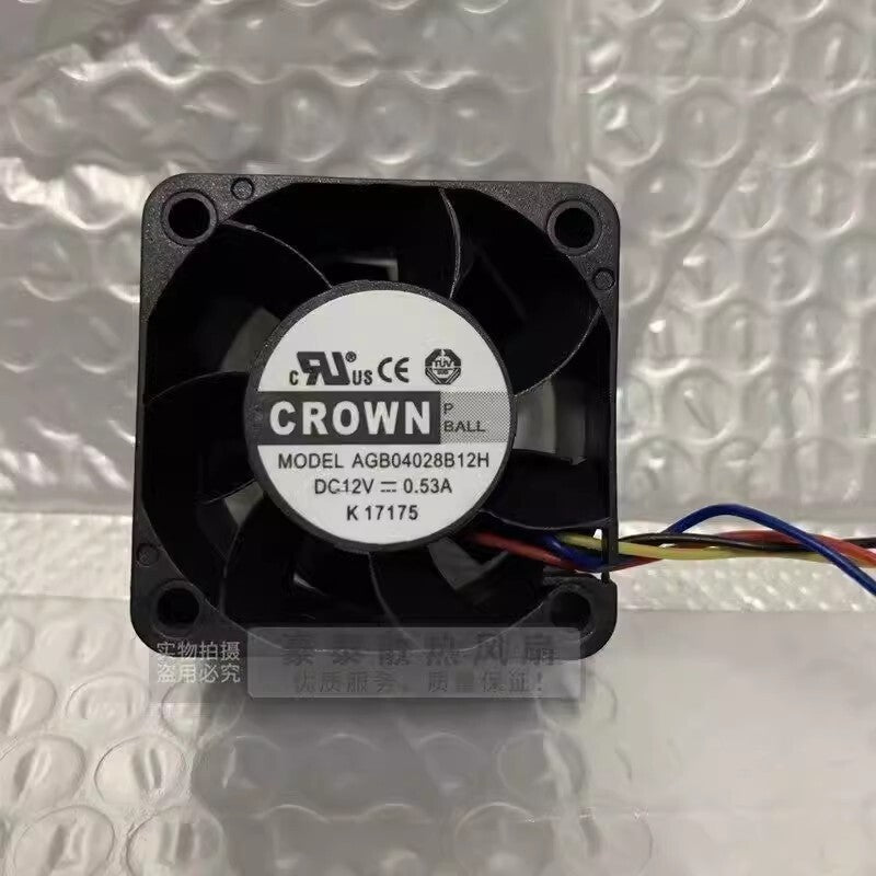 CROWN AGB04028B12H 4028 DC12V 0.53A 4-Wire PWM Inverter Cooling Fan