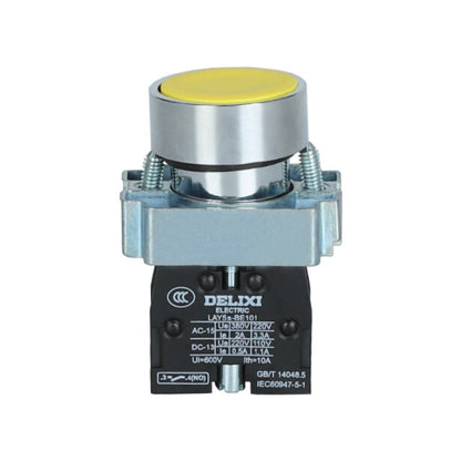 10PCS  DELIXI LAY5S-BA51 LAY5SBA51 PUSHBUTTON SWITCHES YELLOW 1NO