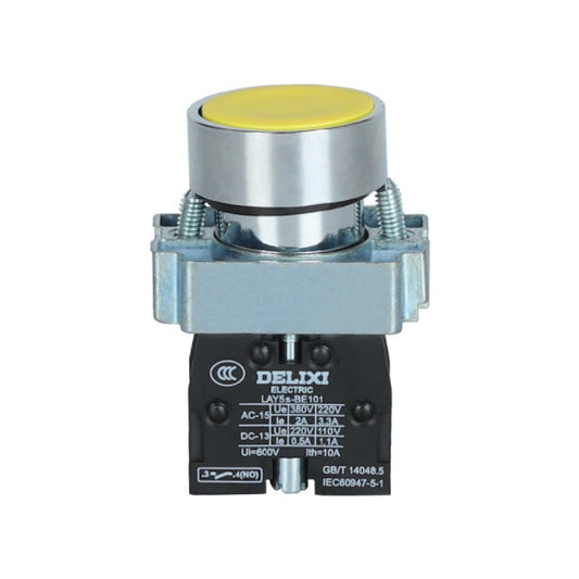 10PCS  DELIXI LAY5S-BA51 LAY5SBA51 PUSHBUTTON SWITCHES YELLOW 1NO