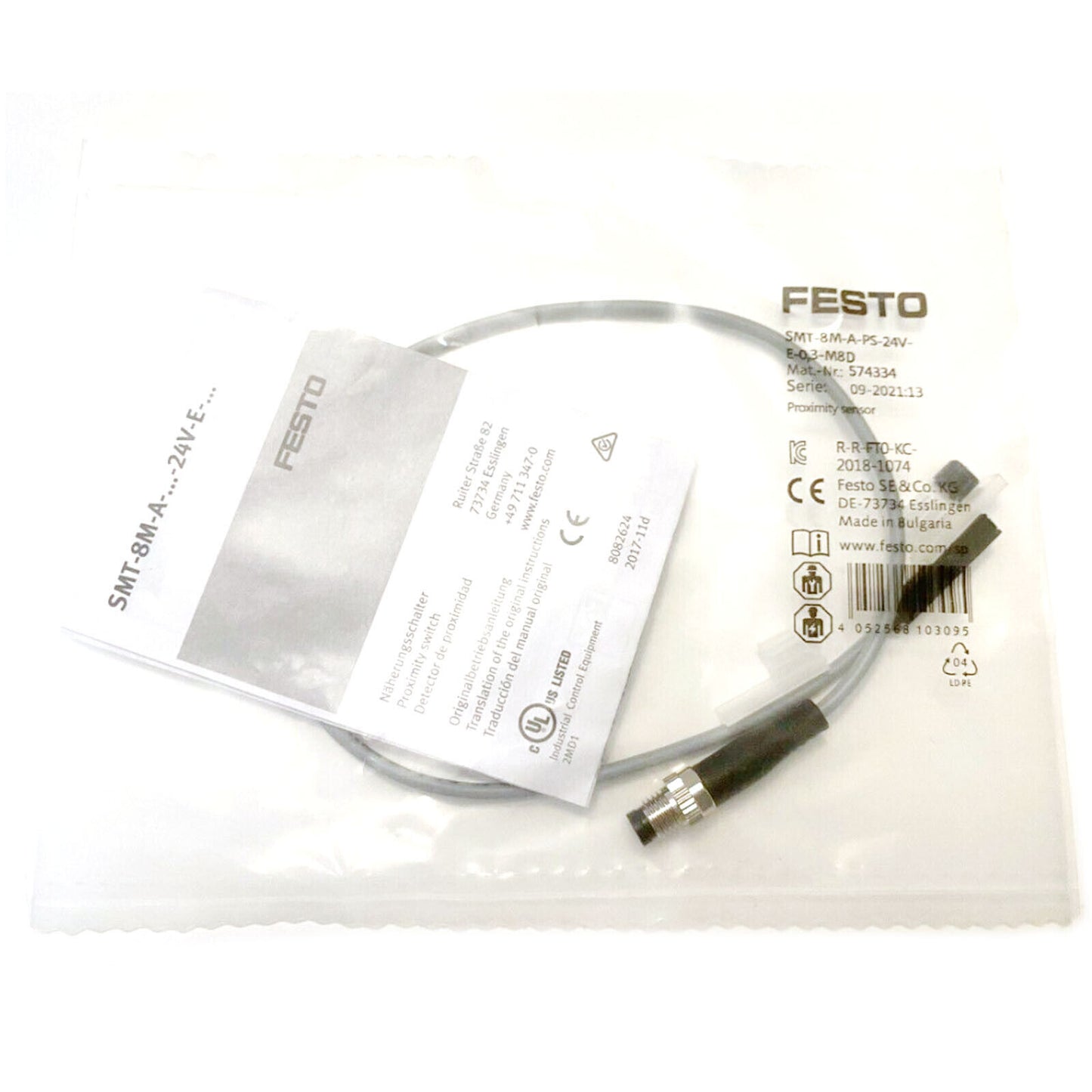 new FESTO SMT-8M-A-PS-24V-E-0,3-M8D 574334 Proximity Sensor - FESTO