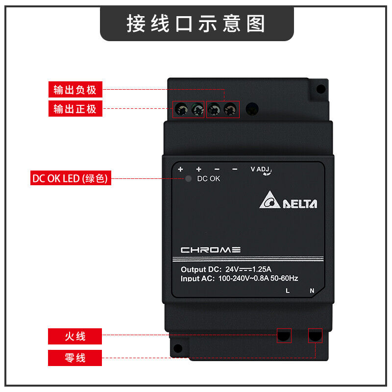 new Delta switching power supply DRC-24V30W1AZ 24V 1.25A 30W