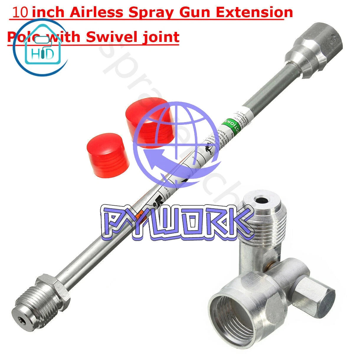 Adapter for airless spray gun with swivel joint 10 "extension rod tool