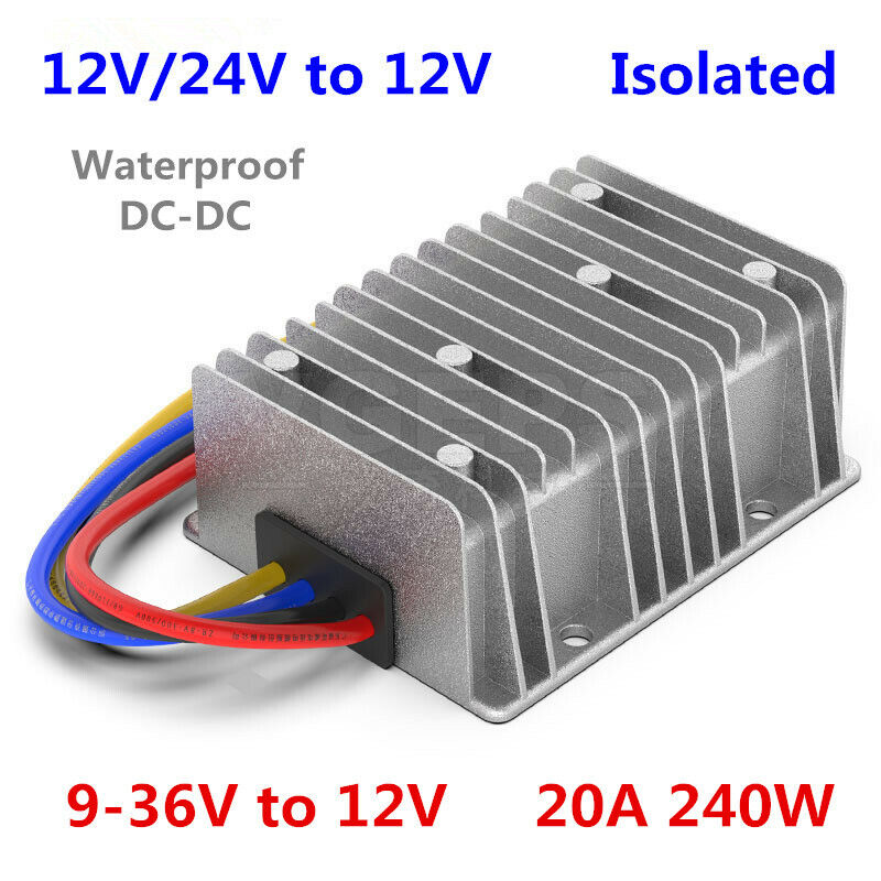 new 9-36V to 12V 20A 240W isolated Waterproof power converter 12V/24V to 12V DC-DC - KOEED