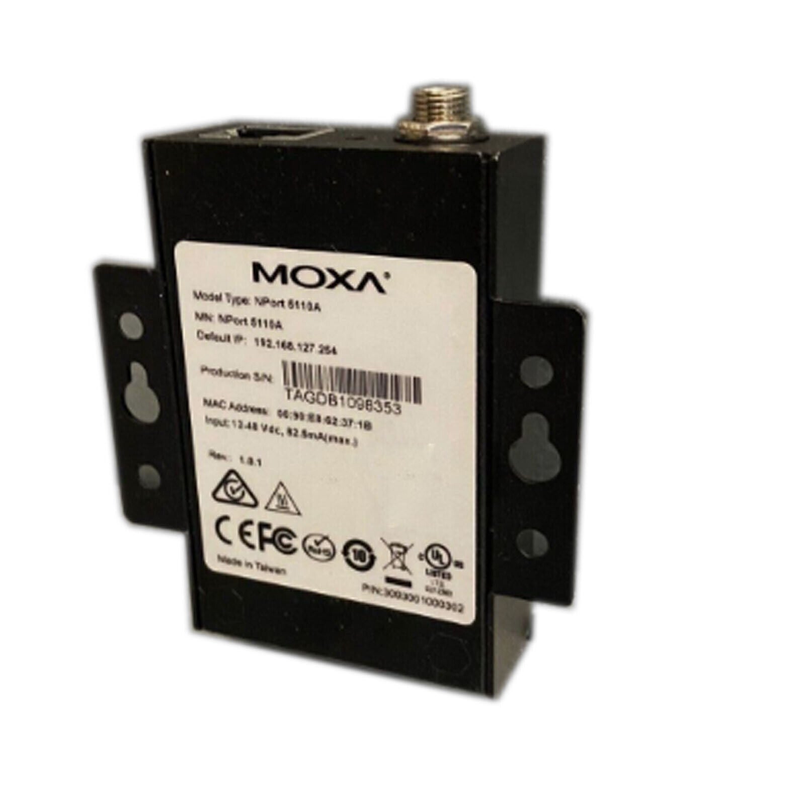 1PC  MOXA NPort 5110A - 1 Port Device Server 10/100 Ethernet RS-232 DB9 Male MOXA