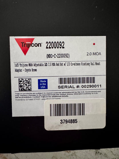 Trijicon MRO / Giessele 1/3  Red Dot 2.0 MOA, Coyote Brown (MRO-C-2200327)