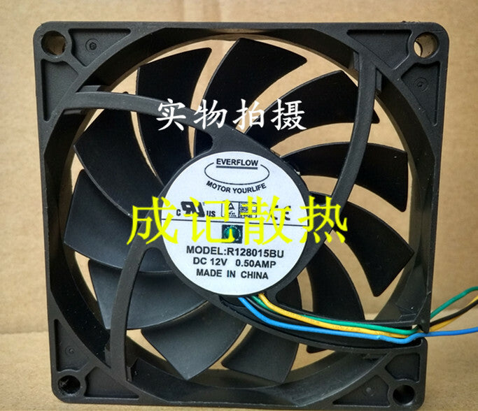 1pcs  EVERFLOW R128015BU 8015 8CM 12V 0.5A 4-wire PWM double ball fan