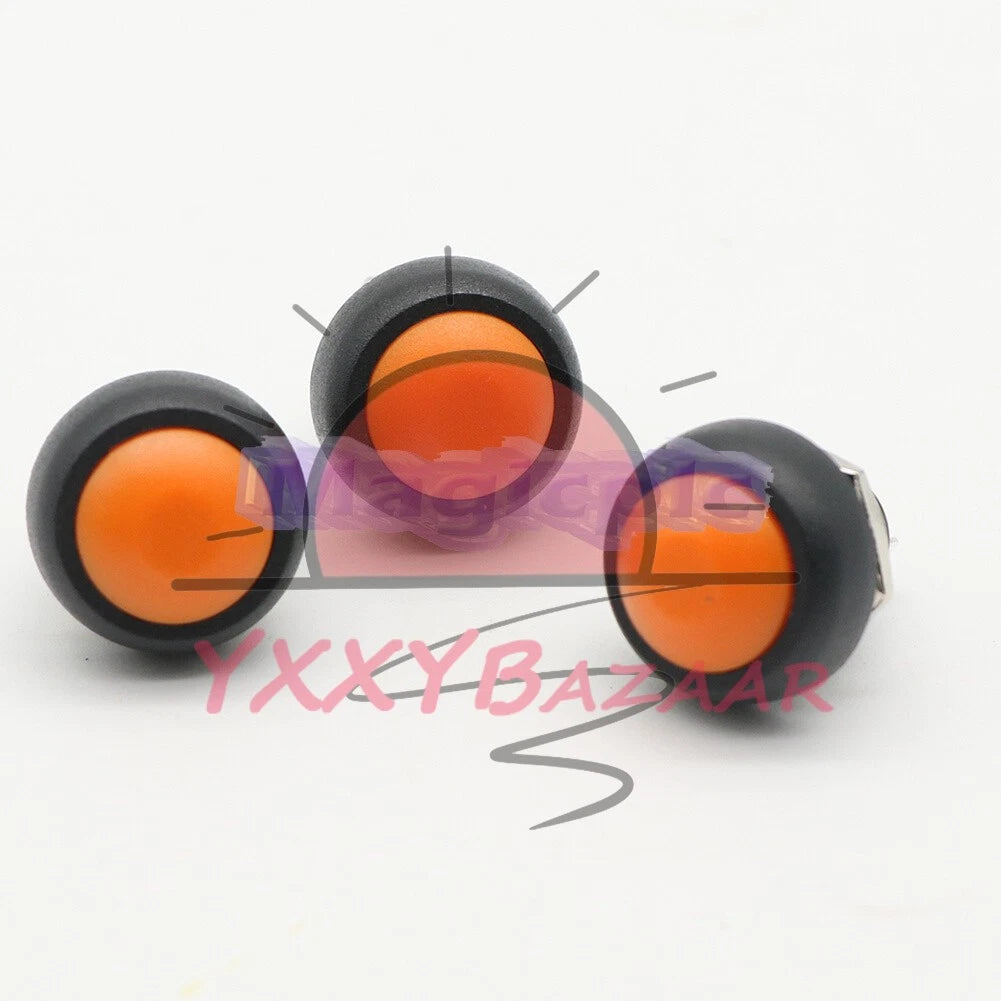 3Pcs orange 12mm Waterproof Momentary ON/OFF Push Button Mini Round Switch