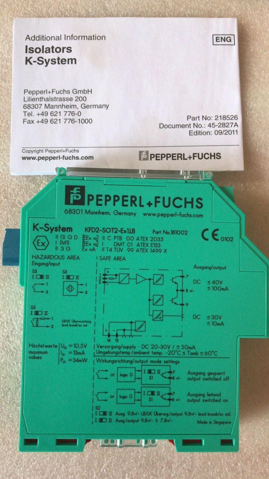 Pepperl + Fuchs Kfd2-Sot2-Ex1.Lb Switch Amplifier | High-Efficiency Signal Amplifier for PEPPERL + FUCHS Products - PEPPERL + FUCHS