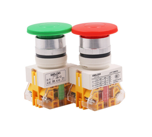 10PCS DELIXI LAY7-11M PBC Y090 LAY37 PUSHBUTTON SWITCHES 1NO+1NC