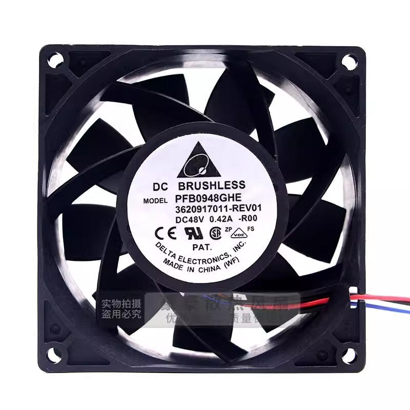 Delta PFB0948GHE 9238 DC48V 0.42A 9CM 3-Wire Dual Ball Inverter Fan