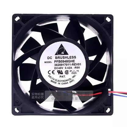Delta PFB0948GHE 9238 DC48V 0.42A 9CM 3-Wire Dual Ball Inverter Fan