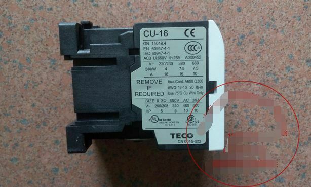 new CU-16 CU 16 220VAC TECO Contactor  ship TECO