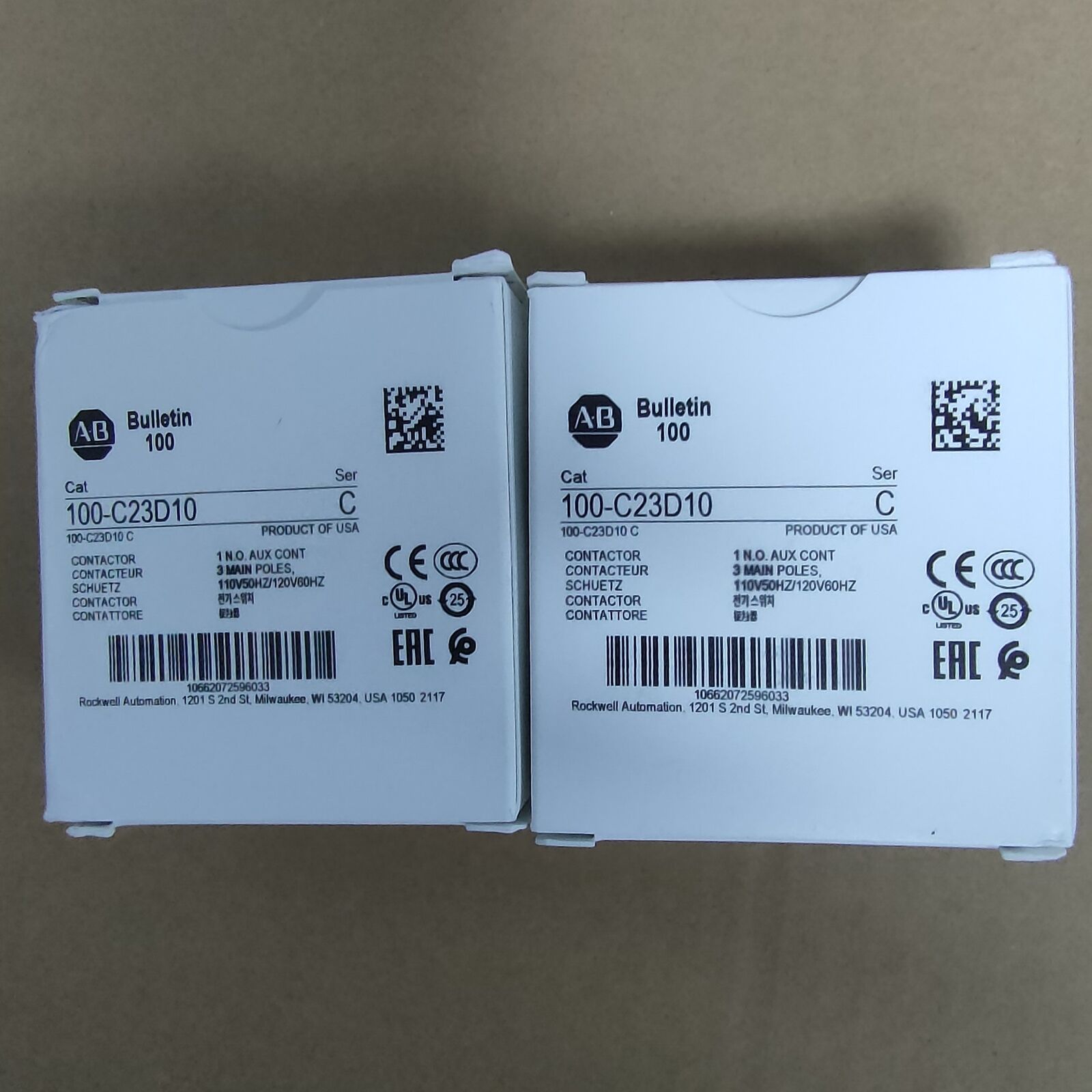 Allen-Bradley 100-C23D10 IEC Contactor 110/120 VAC 3-P 23A New Factory Sealed - High-Efficiency Industrial Contactor - ALLEN-BRADLEY