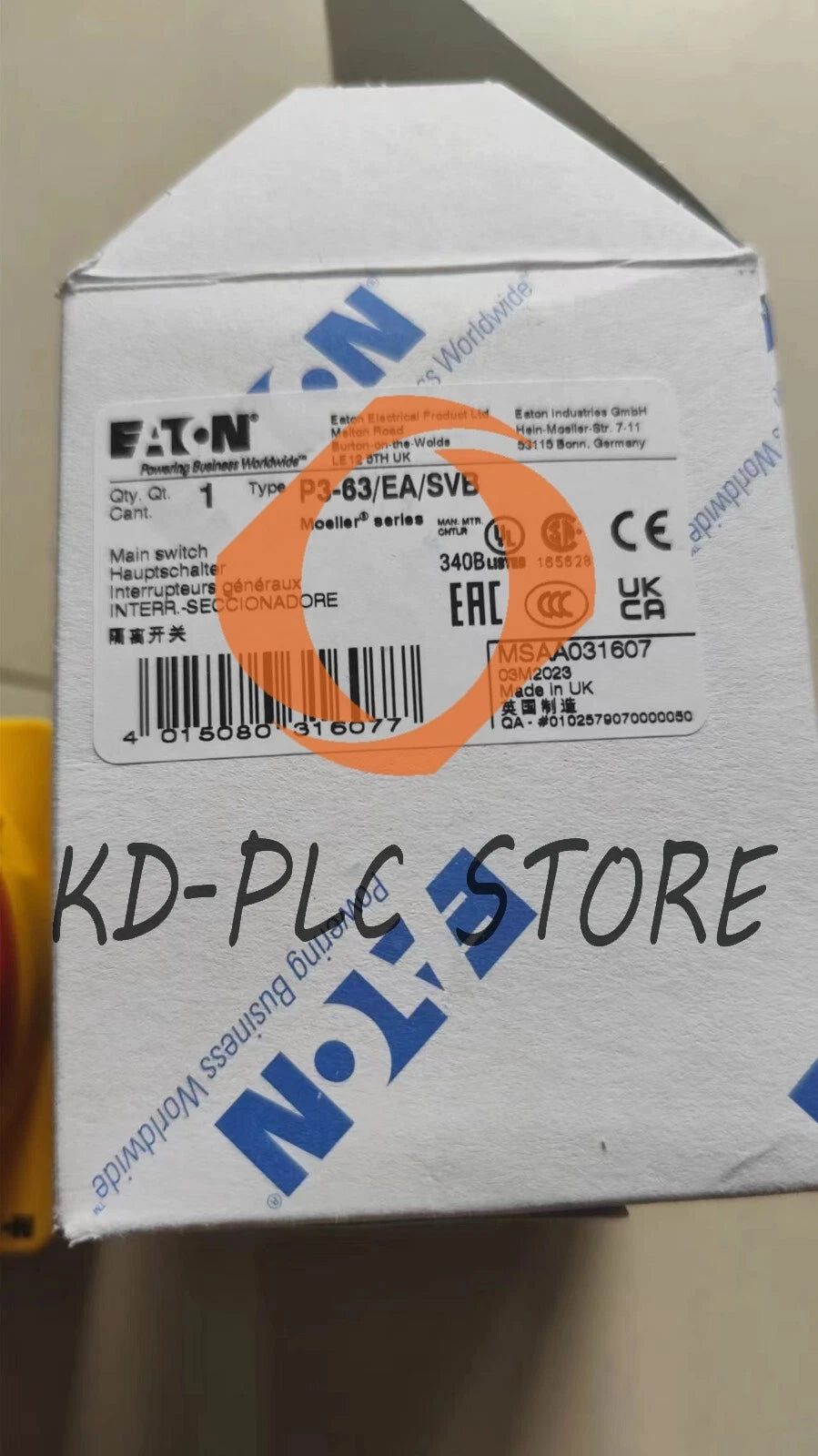 1PCS EATON/MOELLER P3-63 Load isolation switch P3-63/EA/SVB 63A